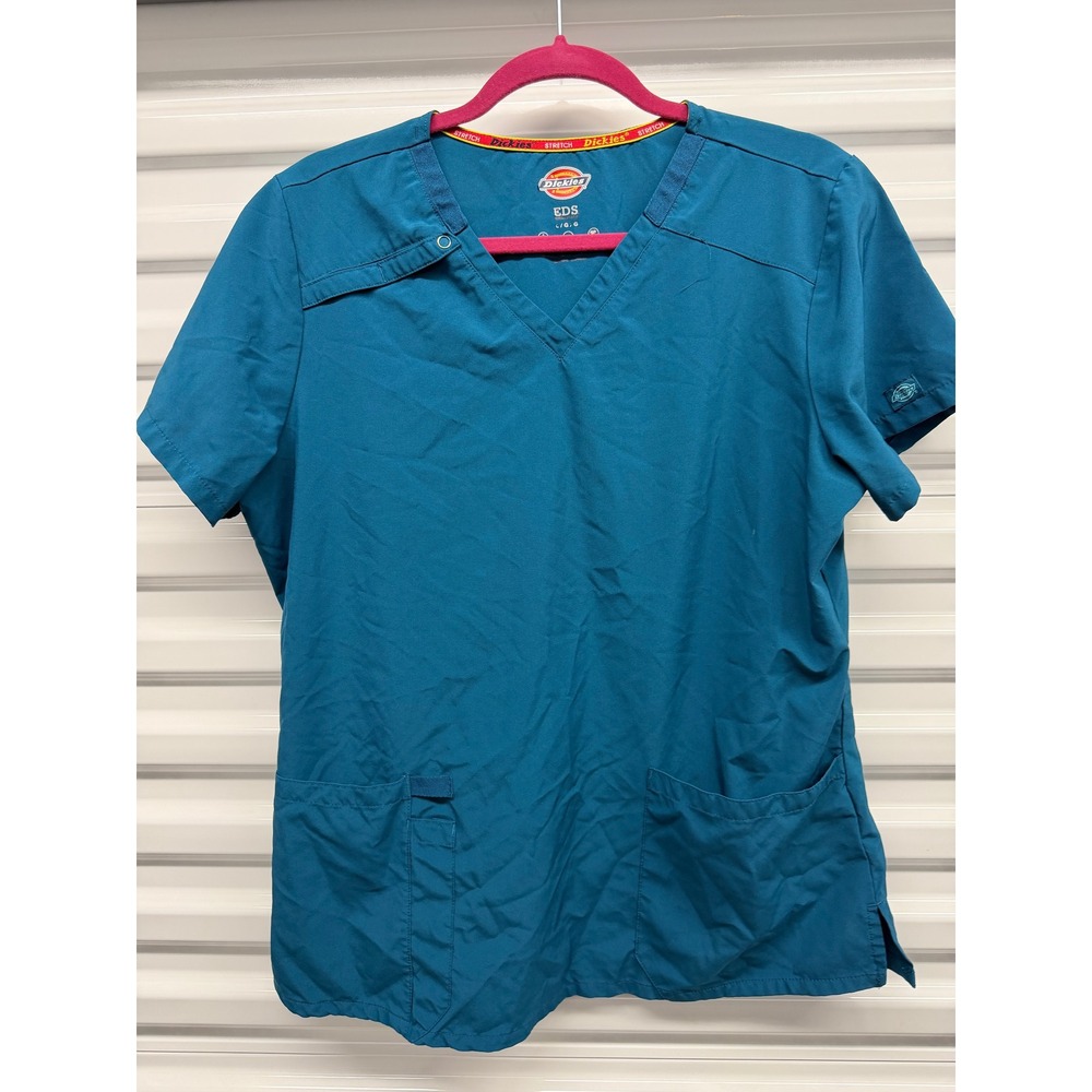 Dickies EDS Essentials Scrub Set Teal Blue V-Neck Top Cargo Pants Large Tall